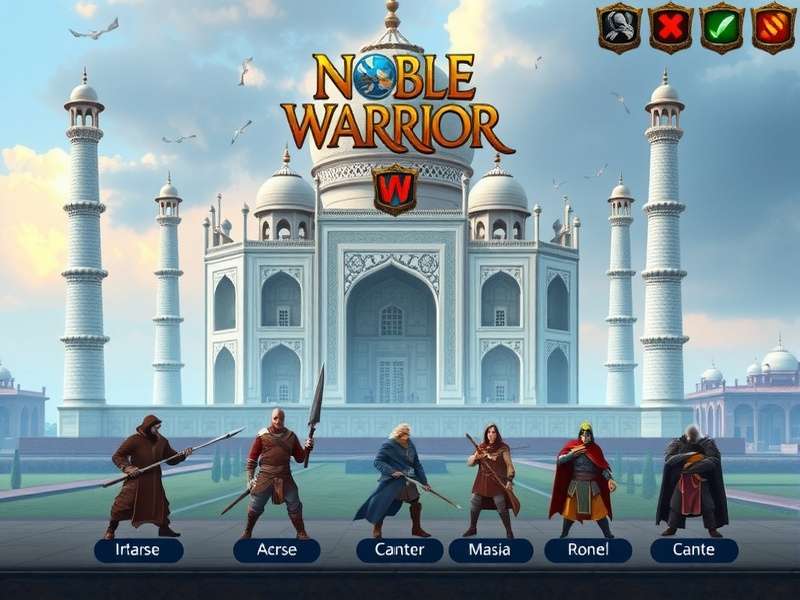 Noble Warrior character selection screen with different warrior classes